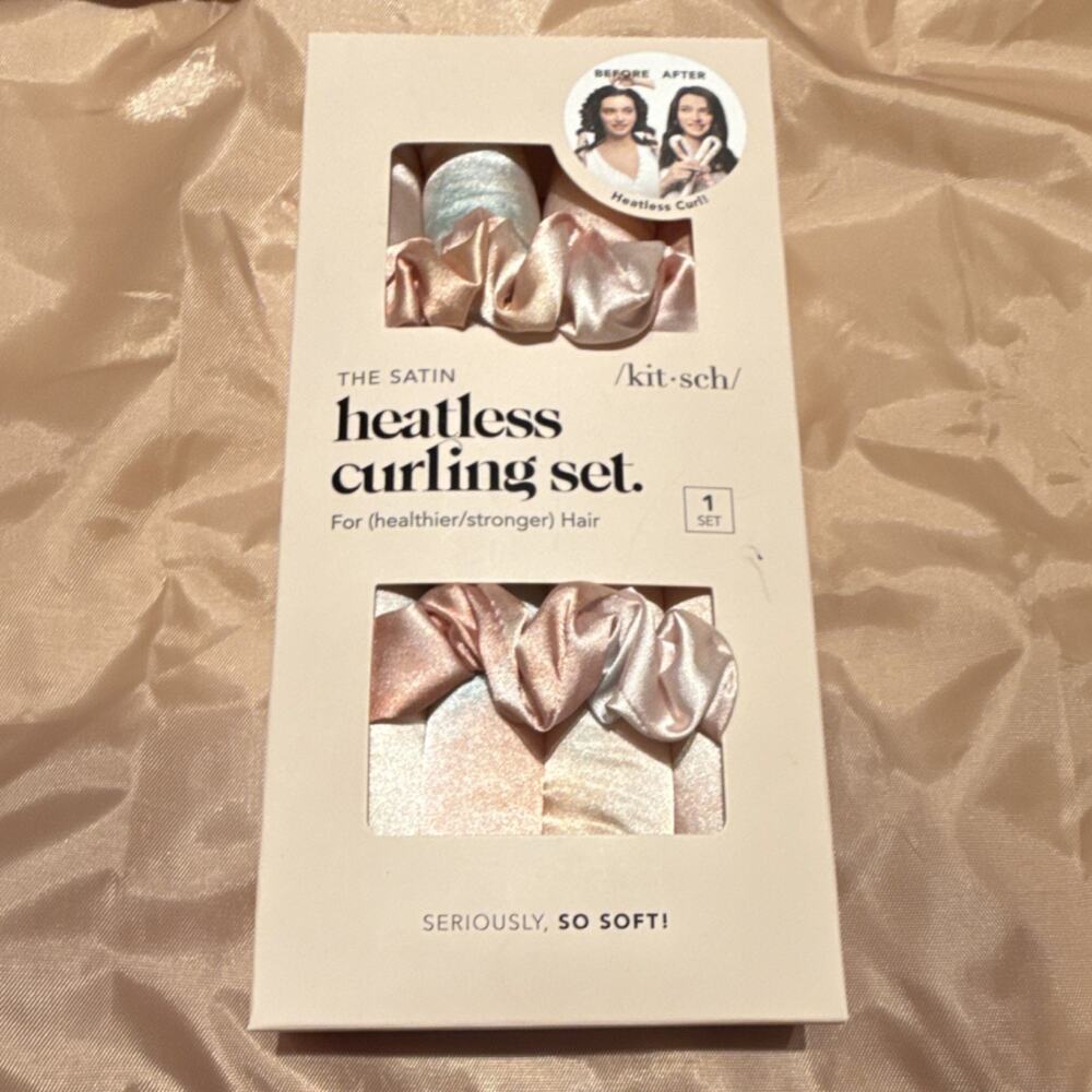 Kitsch Satin Heatless Curling Set Sunset Tie Dye 1in Soft Multicolor